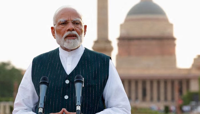 Indian Prime Minister Narendra Modi addresses the media at the Presidential Palace in New Delhi, India, June 7, 2024. — Reuters