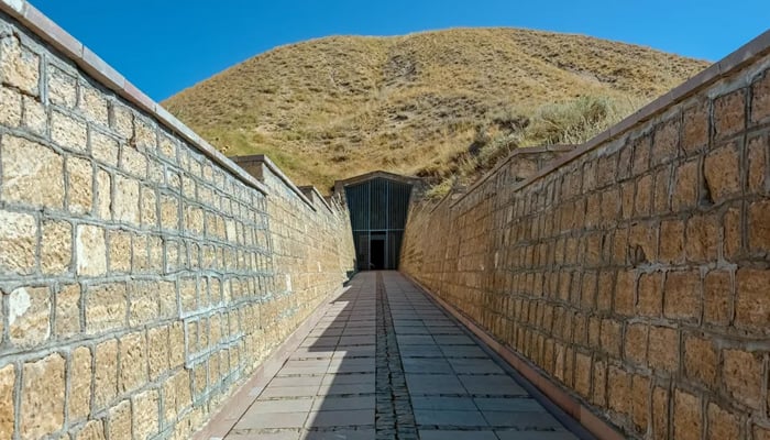 The image shows entrance to the Midas Mound at Gordion in Turkey. — Turkish media/File