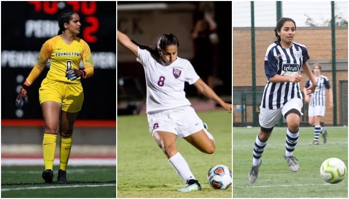 This combination of images shows (from left) Canada-based goalkeeper Zeeyana Jivraj, Greek top-division side OFI Crete player Aqsa Mushtaq and striker for Englands West Bromwich Albion Mariam Mahmood. — Reporter