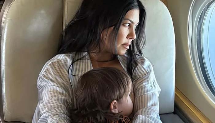 Kourtney Kardashian poses with son Rocky